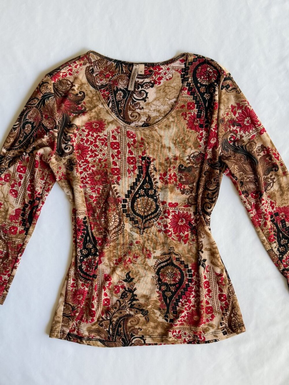 Vintage Y2K Whimsigoth Paisley Floral Stretch Top M